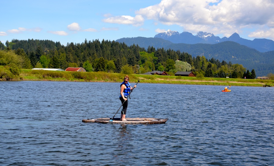 paddling the SS camouflage inflatable SUP