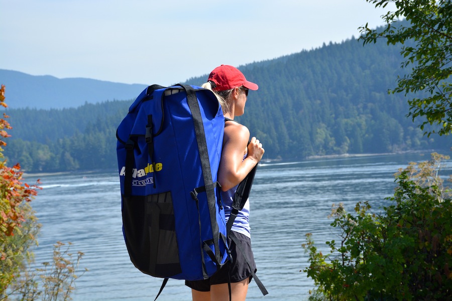 Carrying the Aquaglide SUP backpack