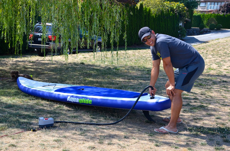 using electric pump on inflatable SUP