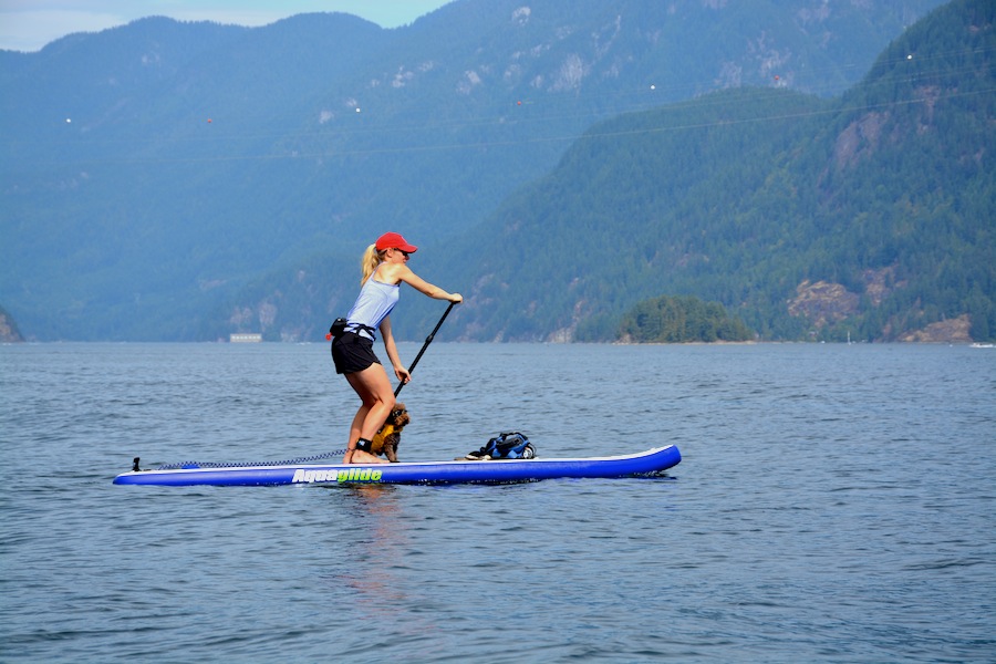 stand up paddling on the Aquaglide 12'6" paddle board