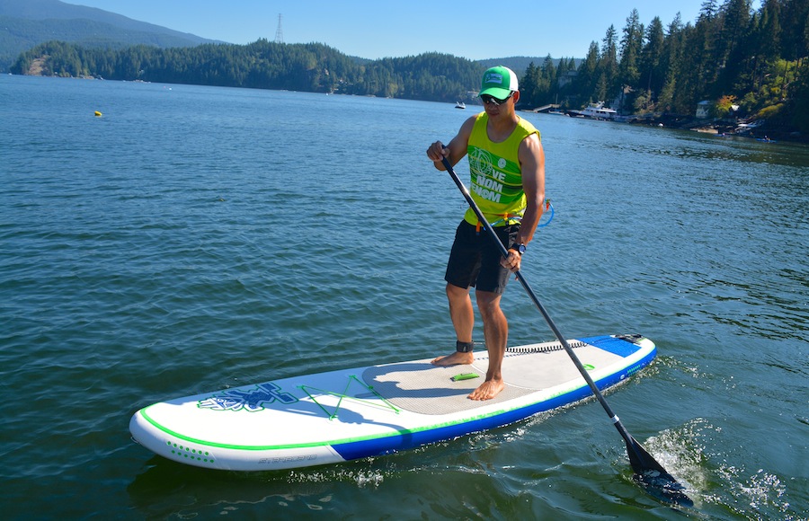 paddling the Starboard Astro Blend Deluxe