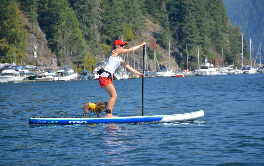 paddling the Astro Blend ISUP at Deep Cove