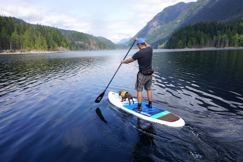 paddling the Earth River inflatable paddle board