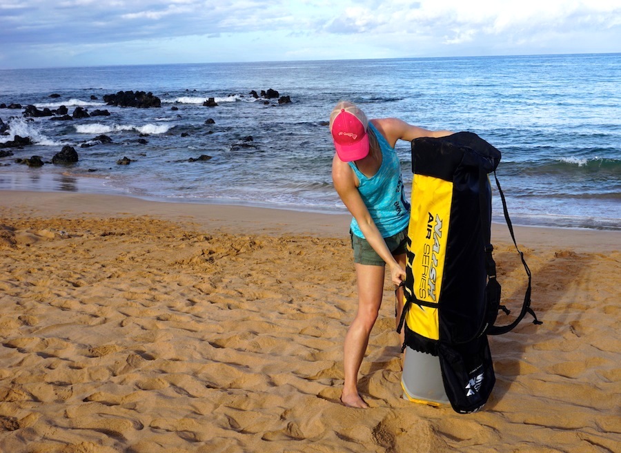 paddle boarding in maui with the Glide Air