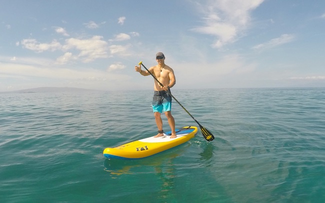 paddling the Mana Air inflatable SUP in Wailea