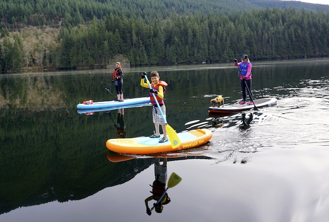 stand-up paddling at Buntzen Lake