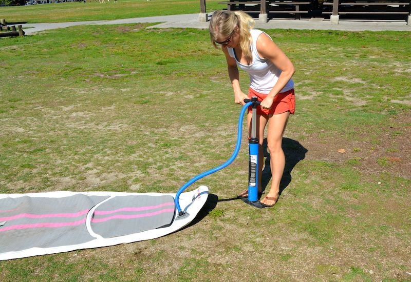 inflating the NRS Baron 6 inflatable SUP