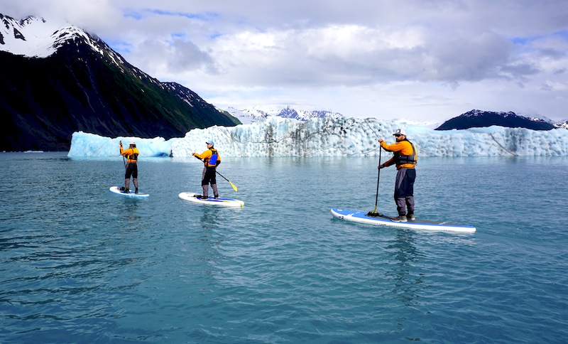 stand-up paddling Bear Glacier with Liquid Adventures