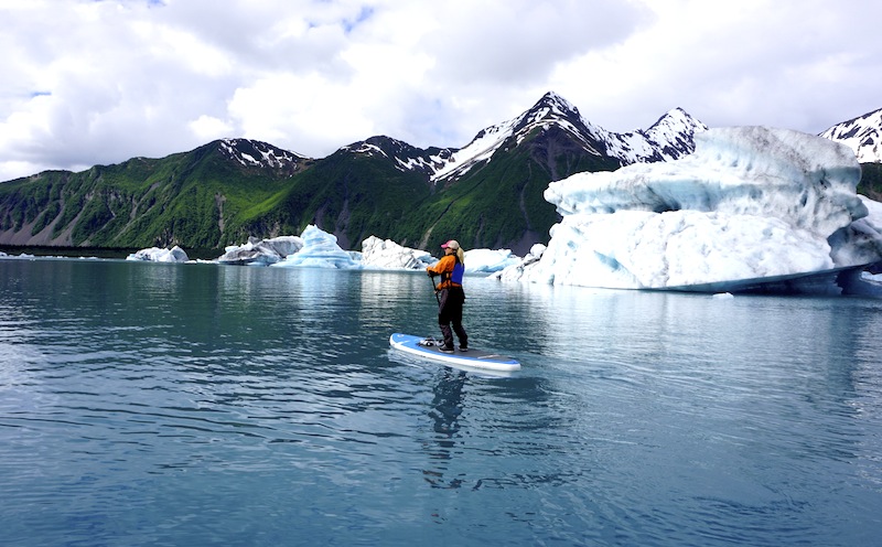 Paddling Bear Glacier Alaska SUP