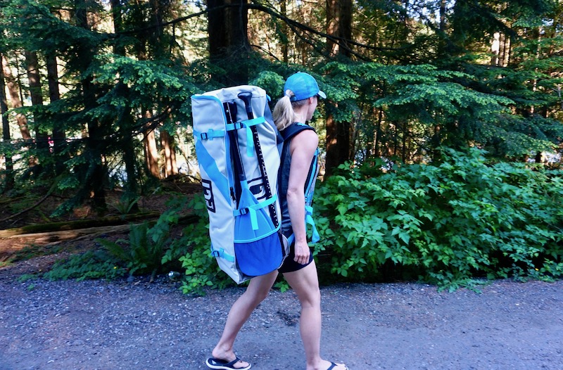 carrying the Gili ISUP backpack