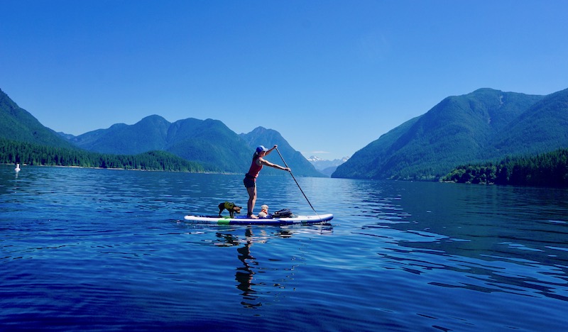 touring SUP paddle boarding on Alouette Lake with Hero SUP Dynamo