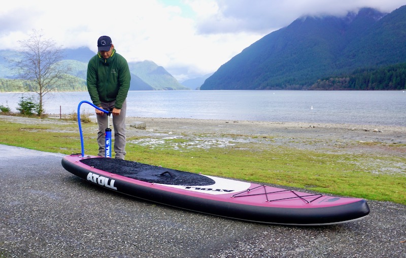 inflating the atoll inflatable sup