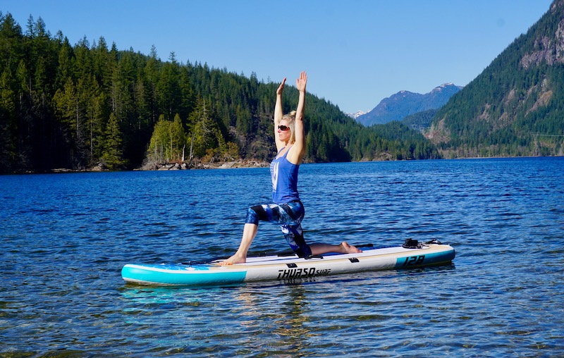 SUP yoga on the Tranquility inflatable paddle board