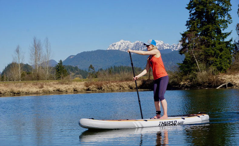 paddle boarding on the Thruso Surf Waterwalker inflatable SUP