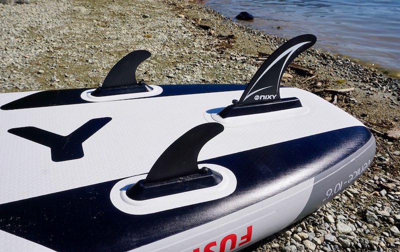 3 removable fins on Nixy venice yoga SUP