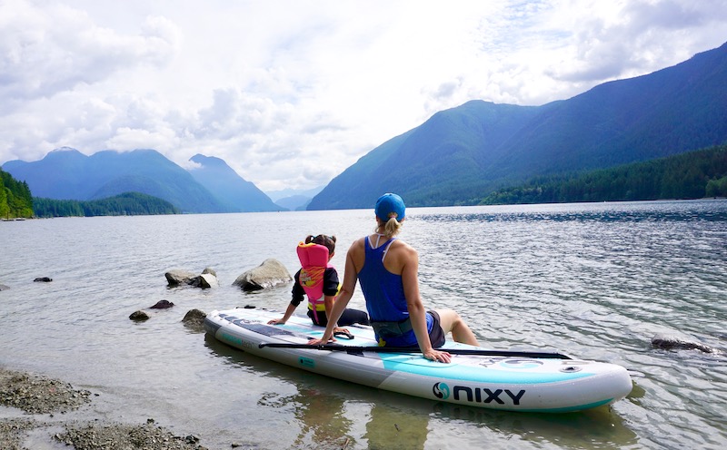 paddling with kids on inflatable SUP 