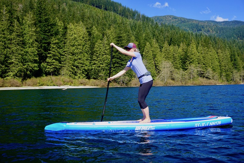 stand up paddle boarding on the Sea Eagle Needlenose touring ISUP