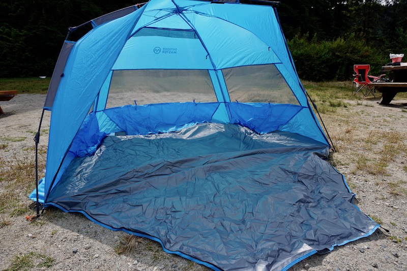 setting up the Outdoor Master pop up tent