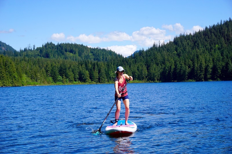 paddling the Honu inflatable paddle board