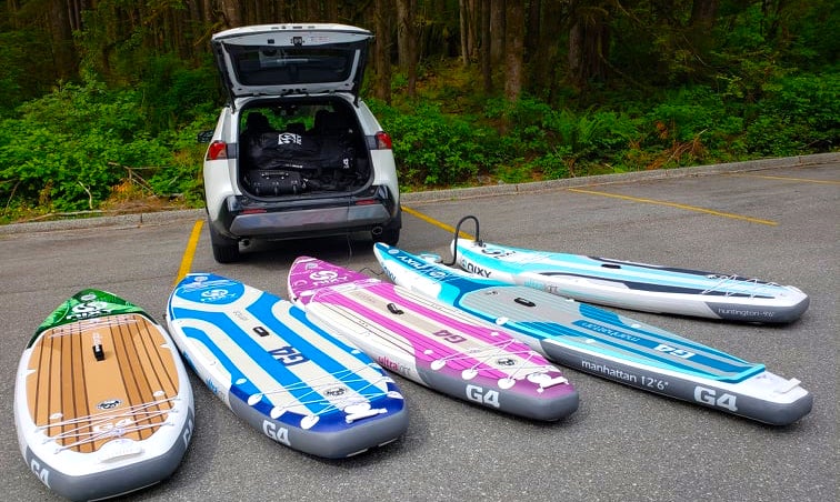 inflating 5 paddle boards with the NIXY Ventus electric pump