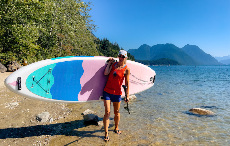 Carrying the Chasing Blue yoga sup by side carry handles
