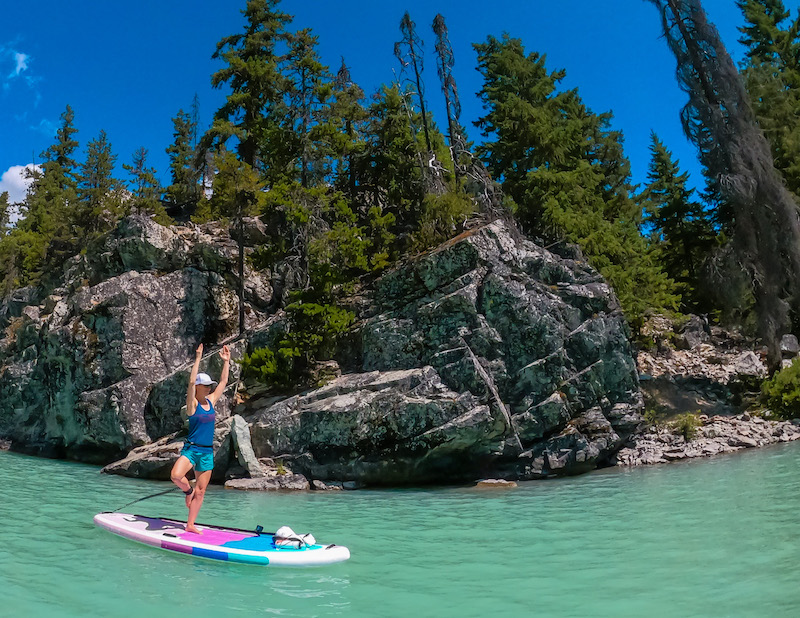 tree pose on Outdoormaster Chasing Blue yoga board