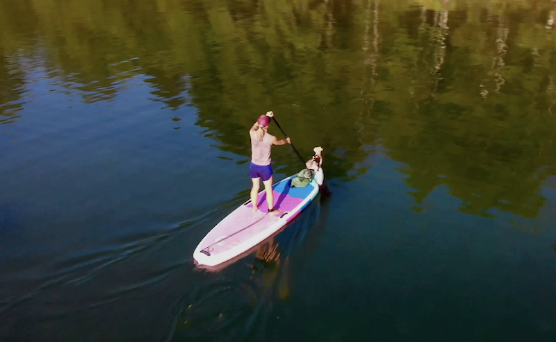 paddling the Chasing Blue Synergy paddle board