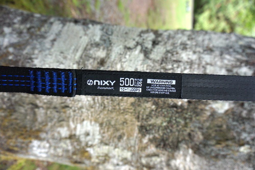 NIXY hammock straps can hold 500 lbs.
