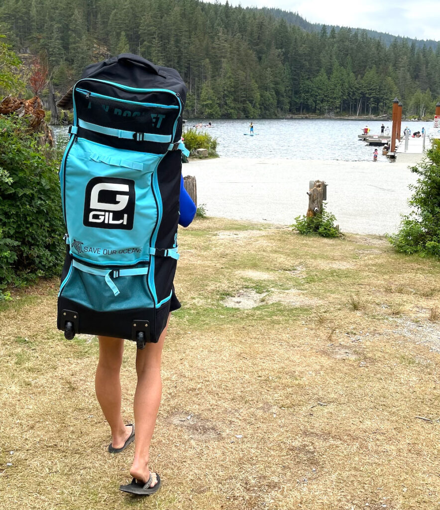 Carrying the Gili Meno inflatable SUP backpack
