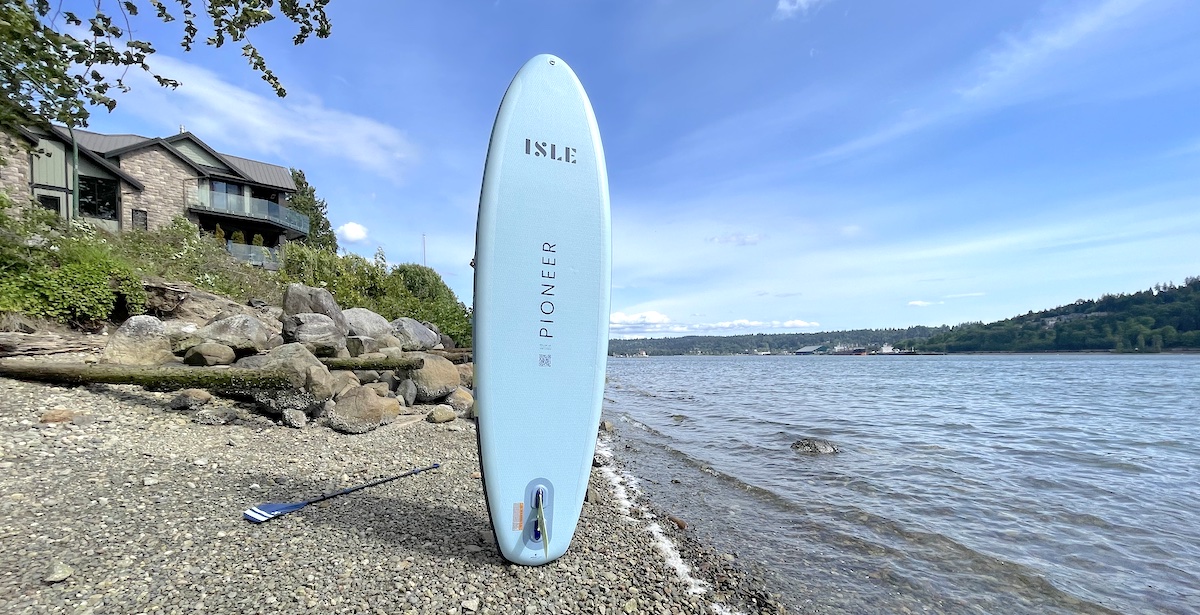 back of Isle Pioneer inflatable SUP