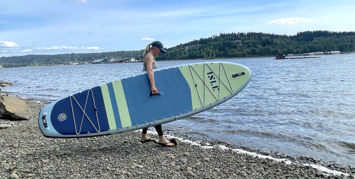 carrying the Isle Pioneer inflatable paddle board