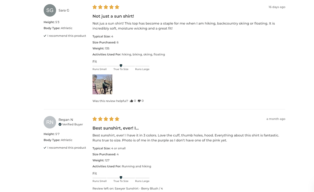Sawyer sunshirt reviews